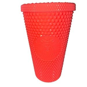 STARBUCKS Coral 16 oz. Textured Cold Coffee Cup No Straw EUC